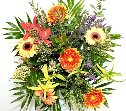 Blumenstrauß Frühling in der Provence Ø 40 cm, Gerbera & Beiwerk, Frisch & Langlebig, Ideal für Geburtstagsgeschenke, Jubiläen & Anlässe (Zustellung vorraussichtlich am 17.02.)