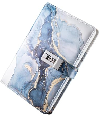 MTKSFDC Diario Segreto Diario con Blocco Notebook Personale Spesso 180 Pagine Diario con Blocco Password(Dark Blue)