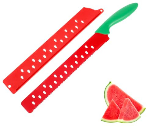 TOPPERFUN Cortador De Sandía Grande De Acero Inoxidable Con Hoja Dentada Para Rebanar Frutas y Pan, Herramienta De Cocina Práctica Para Uso Doméstico,