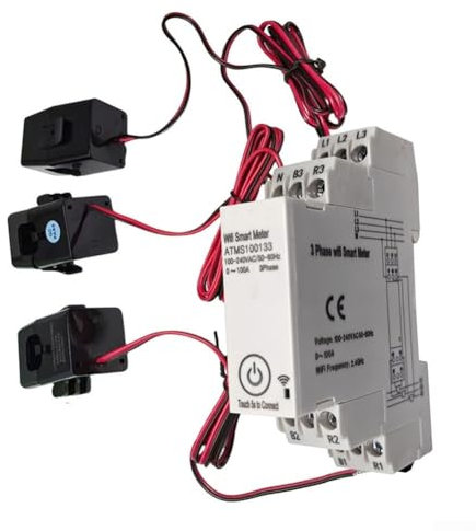 HOHOVYVY Smartmetro WLAN trifase, contatore di energia intelligente WIFI a 3 fasi, con convertitore di corrente per Tuya, monitoraggio della potenza fino a 100 A