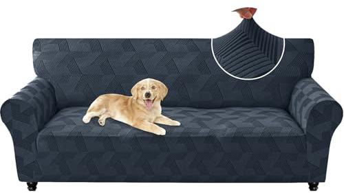 CYCMACO Elastischer Sofa Überzug 3 Sitzer Mit Armlehne, Couch Bezug Universal, Sofa Überzug rutschfest, Kratzfester Sofabezug, Waschbarer Couchschoner, Sofa Covers Für Wohnzimmer, Dunkelgrau