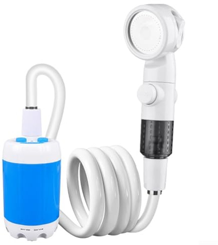 HaloModora Portable Camping Shower Pump Outdoor With Dual-Speed Water Pump 2M Extended Reinforced Hose 6000mAh For Camping Car Washing Garden Irrigation(Blue)