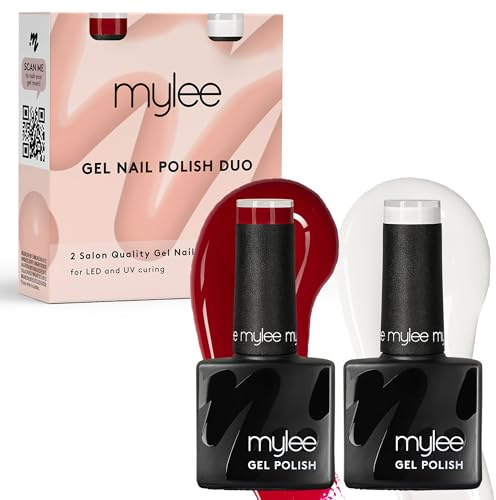 Mylee Gel Nail Polish Duo Set 2x8ml [Sweetheart] - UV/LED Soak-Off Nail Art Manicure Pedicure for Professional, Salon & Home Use - Long Lasting & Easy to Apply