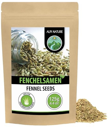 Alpi Nature Graines de Fenouil 125g, Fenouil Graine Entière pour la Cuisine et la Préparation du Thé