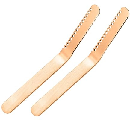 KESOTO 2 Cuchillos Dentados de Acero Inoxidable con Agujeros para, Ideales para Desayunos, Cocina, Comidas Familiares Y Refrigerios, Rose Gols, Individual