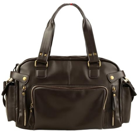 Reisetasche Leder Reisetasche for Männer,Handtasche, Umhängetasche, PU-Leder, Große Messenger-Tasche, for Herren Wasserdicht(Brown)