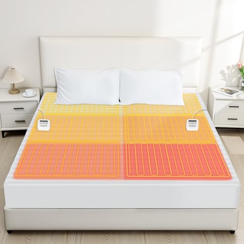 ALMAH Electric Heated Mattress Pad Queen,6-Zone Fast Heating Bed Warmer with Individual Head/Body/Foot Control,Memory&Preheat Functions,Dual Controllers,10 Heat Settings,10-Hour Auto Shut Off,60x80
