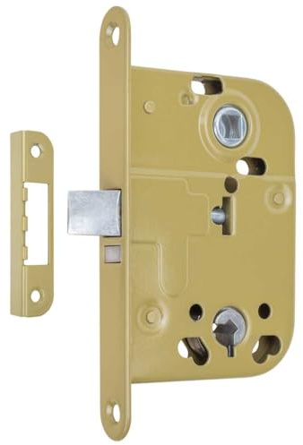 STEELNEX Einsteckschloss 72/45 mm - Badezimmerschloss für Innentüren - 8 mm Vierkantstift - Universal Links/Rechts - Schloss für Bad & Gäste-WC - (WC Drehknopf 6 mm)