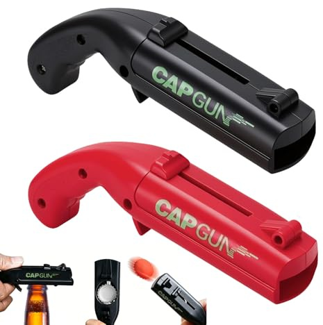 2 Piezas Abrebotellas Pistola, Abridor de Cerveza, Abridor Botellas Cerveza | Regalo para Hombres, Fiestas en Casa, Barbacoa al Aire Libre, Juego Creativo, Regalo (Rojo+Negro)