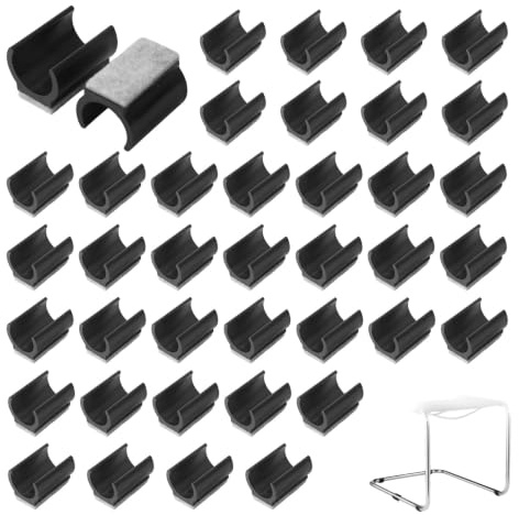 40 feltrini per sedie cantilever da 25 mm | Feltrini neri a forma di U, in plastica, per sedie oscillanti e parquet