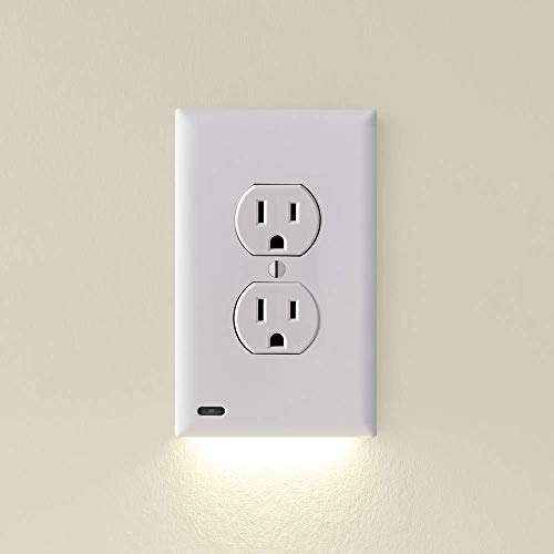 5 Pack - SnapPower GuideLight [For Duplex Outlets] - Replaces Plug-In Night Light - Electrical Receptacle Wall Plate With LED Night Lights - Auto On/Off Sensor - (Duplex, White)