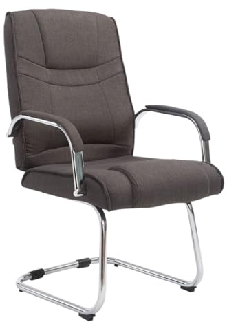 CLP Silla Cantiléver Attila Tapizada En Tela & con Base De Metal I Silla De Conferencia con Reposabrazos Color:Gris Oscuro