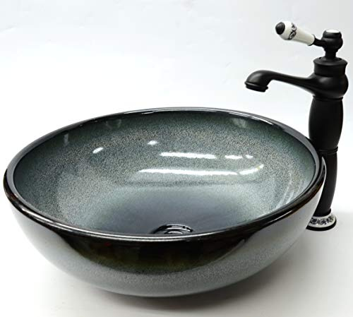 Waschbecken mit Sternenhimmel, handbemalt, glasiert, Vintage-Stil, florales Design, aus Porzellan, Keramik, 400 x 150 mm
