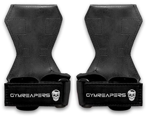 Gymreapers Gewichthebergriffe (Paar) für schweres Powerlifting, Kreuzheben, Rudern, mit Neopren gepolsterter Handgelenkbandage und starken Gummihandschuhen oder Gurten für Bodybuilding