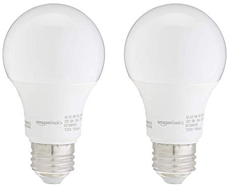 Amazon Basics A19 LED Light Bulbs, 75W Equivalent, Energy Efficient 12W, Daylight White 5000K, Non-Dimmable, 10,000 Hour Lifetime, 2-Pack