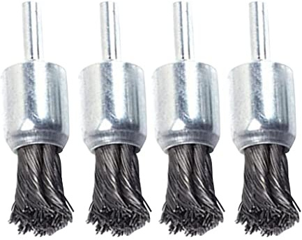 4er-Pack Draht-Endbürsten-Set, 20 mm Stahl- & Nylon-Stiftbürsten, 6x20 Schaft, geknotetes Design für Rostentfernung, Farbreinigung, Metallpolitur, enge Bereiche, Automobil- & Heimwerkeranwendungen