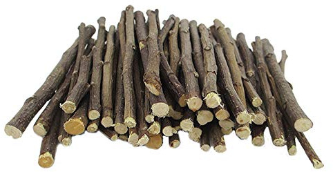 Oncpcare Bâtonnets de bois naturel bio en forme de branche de pommier - 800 g - Pour petits animaux - Jouets à mâcher pour cochons d'Inde, chinchilla, écureuil, lapin, rats