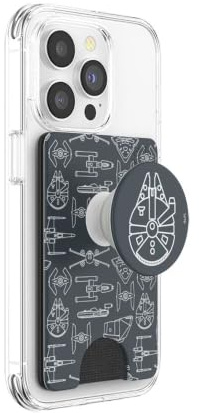 PopSockets PopWallet+ mit Integriertem Austauschbarem PopTop für Smartphones und Tablets - Millenium Falcon