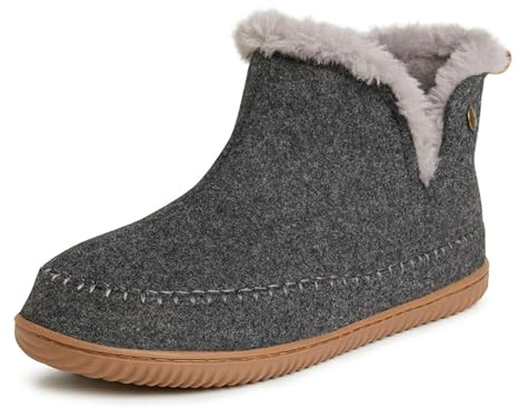 Dearfoams Alpine Men's Brixen Boot Slipper, Dark Heather Grey, Medium