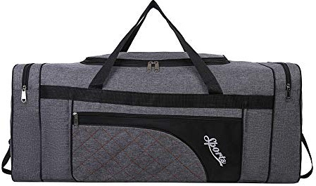 Sipobuy 80 l vikbar resväska, sportgymväska, skofack, holdal, lätt och vattentät, stor kapacitet, unisex (grå)