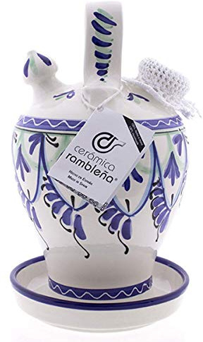 CERÁMICA RAMBLEÑA | Décoration de cruche en Argile Guadajoz de La Rambla (Córdoba) | Botijo ​​décoratif | 100% Fait Main | 3.5 litres | Écho | Accessoires Inclus