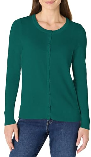 Amazon Essentials Gilet Col Rond Léger (Grandes Tailles Disponibles) Femme, Vert Foncé, M
