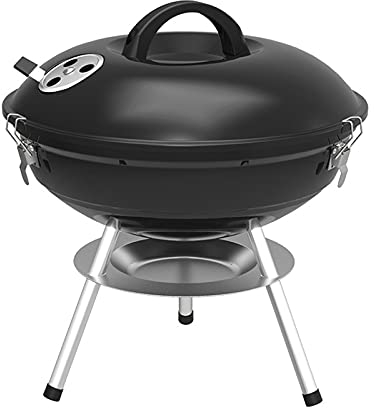 Holzkohlegrill Portable Campinggrill Kugelgrill Rundgrill Mit Deckel Grill Tragbarer BBQ Grill Fahrbarer Kugelgrill Schwarzer Emaillierter Standgrill Für BBQ Camping Garten Balkon Usw