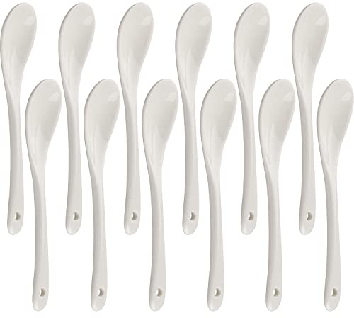 Leegg-DE Porzellan Eierlöffel 12er Set Keramik Löffel Teelöffel für Kaffee Tee und Desserts Löffel