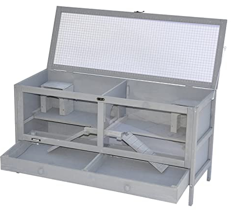 nanook Hamsterkäfig Mäusekäfig Kleintierkäfig Holz 92 x 38 x 48 cm grau