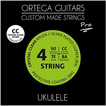 Ortega Guitars Saitensatz für Konzert-Ukulele - Nylon Klar (UKP-CC) | Custom Made Strings, Pro Series – Pflanzliches Nylon