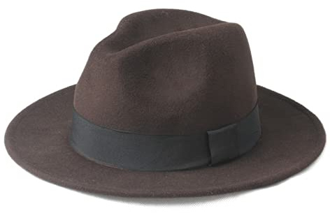 RZL Domo Sombreros, 1 unids 100% Lana Hombres Fieltro Trilby Fedora Sombrero for Caballero Ancho Tapa Superior Tapa, 2 tamaño Grande Tamaño 56-58, tamaño 59-61cm (Color : Coffee, Talla : 59-61CM)