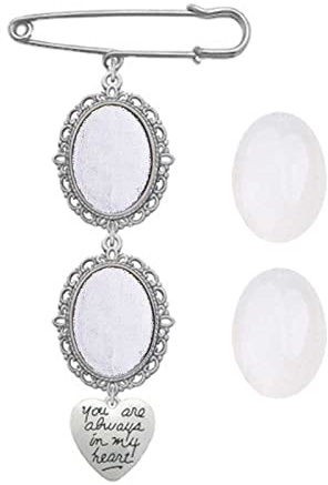 Hochzeitsstrauß-Anstecknadel, Foto, Gedenkanhänger, Anstecknadel, runde Brosche für Bräutigam, Braut, mit Herzanhänger, Abzeichen, Schmuck, Geschenk