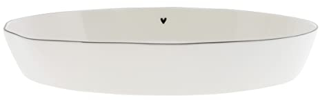 Bastion Collections Servierplatte Schale oval little Heart Keramik weiss schwarz Keramikgeschirr BC gedeckter Tisch Küche, LI/OVAL DISH 001BL