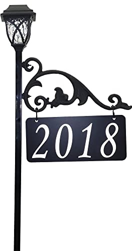 Address America Annandale Address Sign with 48 Post and Solar Lamp – Handcrafted, Reflective, Double-Sided House Number Sign for 911 Visibility & Curb Appeal