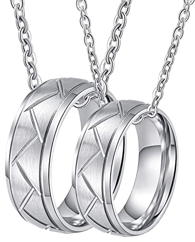ANAZOZ Partnerkette Ringe mit Gravur 2 Stück, Ringe Partnerringe Edelstahl Gebürsteter Silberring 8mm