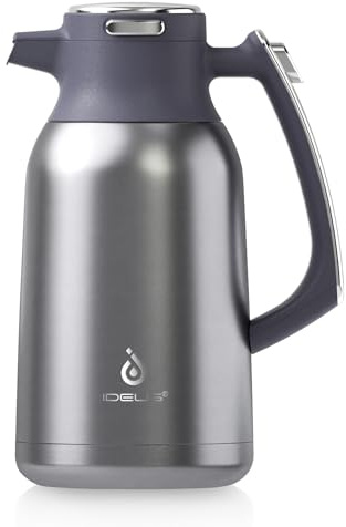 IDEUS Termoskanna 2 liter, termoskanna, kaffekanna, metallisk