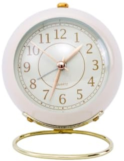 Nachttischuhr, Kein Ticken, Batteriebetriebene Tischuhr, Kleine Nachttischuhr, Leiser Wecker, Analoge Uhr Tischuhr Retro Hintergrundbeleuchtung niedliche analoge Wecker Kleine Uhr Für Den(Weiß)