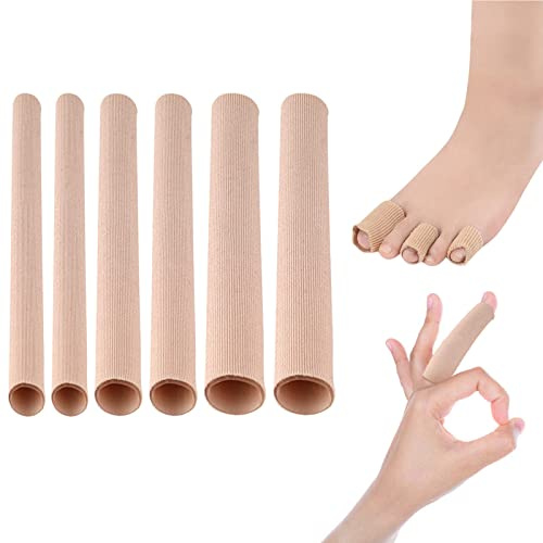ZOCONE Tubos de Silicona para Los Dedos, 6 Piezas Tubos Protectores Dedos Pies Protector Dedos Mano Recortable Dediles para Dedos del Pie Fibra Separador de Dedos del Pie para Callos, 15cm(3 Tamaños)