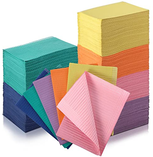 Newwiee 750 Pcs Disposable Dental Bibs Bulk Waterproof Tattoo Sheet Patients for Lash Nail Art Tray Cover 13 x 18(Rainbow)