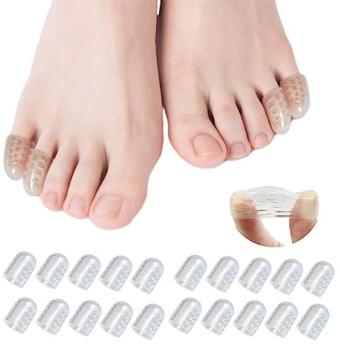71Nmly 20PCS Silicone Anti-Friction Toe Protector,Breathable Toe Protector Toe Cover,Clear Silicone Toe Caps for Corns, Blisters and Pain Relief