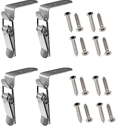 LOEASE 1pc/4pcs Adjustable Toggle Latch Clamps (with Screws), Quick Release Hasp Clamps, Mini Size 304 Stainless Steel Latch for Wooden/Mental Cabinet Boxes, Tool cases (Color : 4pcs Style B)