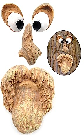Molyorch Esterni Garden Art Tronco D'albero con Viso Anziano 3D, Decorazione per Giardino, Attività Tematiche