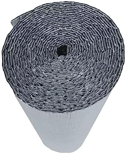 Reflective Bubble Foil Poly-Foam Core Radiant Barrier Summer-Winter Window Cover Insulation AC HVAC PCV Pipe Garage Door Insulation Panels R7-21 Waterproof Weatherproof Flame Resistant (48 in x 50 ft)