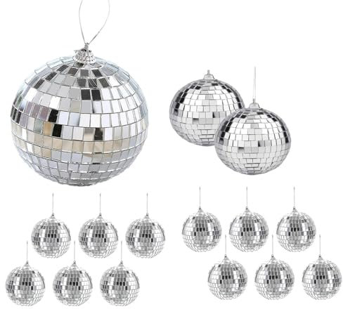 15 Pezzi Palla da Discoteca per Torte Decorazioni,10cm/6cm/2cm Mini Disco Ball Decorazioni, Palla Discoteca Stroboscopica Specchio Decorativo Sfera per Feste e Matrimonio
