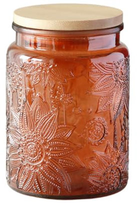 ANSQU Bocal de rangement vintage en verre pour comptoir de cuisine, pots à bonbons avec couvercles, récipient à café moulu pour café moulu, pot Mason pour grains de café, thé, sucre, sels de bain et