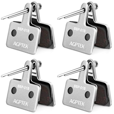 AGPTEK - 4 Pastiglie Freno a Disco per Bicicletta, Ad Alte Prestazioni, per Freni a Disco e Molle (Resina), per Mountain Bike, Freni a Disco, Pastiglie Freno Argento (4 pezzi)