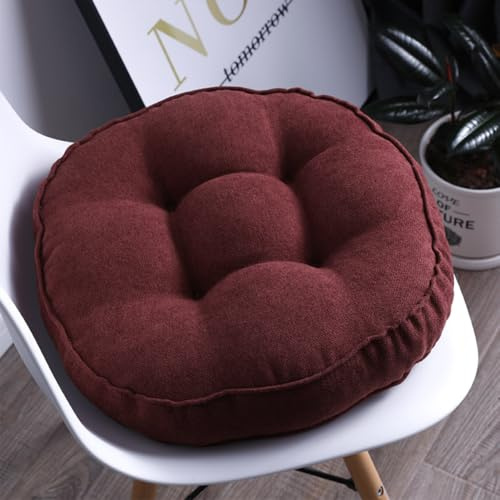 Bettschlange 2er Set Stuhlkissen, Sitzkissen Boden für Indoor und Outdoor, Waschbare Stuhlauflage für Bank und Stuhl, Bodenkissen für Zuhause Büro Küche Esszimmer,Weinrot,Rund, 40x40cm