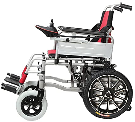 Suuim Rollstühle Zusammenklappbarer Kleiner Elektrorollstuhl Zusammenklappbarer tragbarer Rollstuhl, 250 W * 2 Doppelmotoren Atmungsaktives Kissen Taschenlampe Intelligente Doppelfunktionsbremse