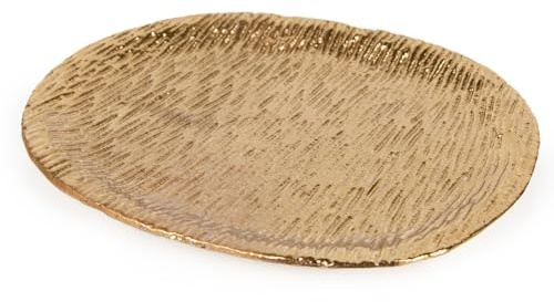 Logbuch-Verlag Liten guldfärgad skål dekorativ skål tallrik guld av aluminium 17 x 14 x 0,5 cm nyckelhylla smyckesskål