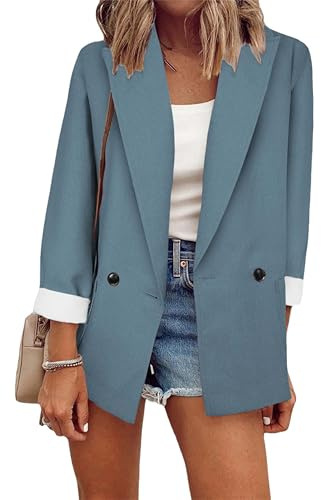 OMZIN Damen Blazer Business Strickjacke Langarm Jacke lässiger kurz Geschnittener Büro Blazer